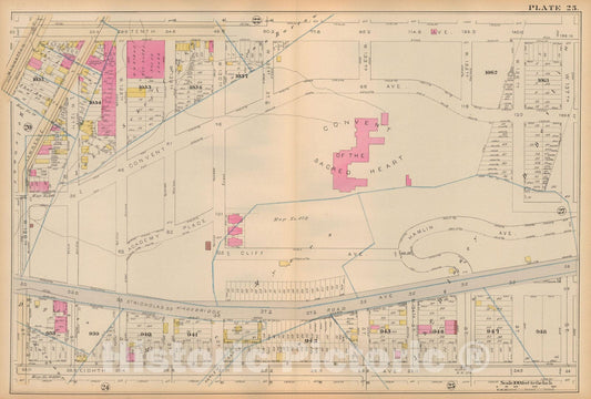 Historic Map : Atlas City of New York, Vol 2 ... 12th Ward, 2nd Ed., Manhattan 1884 Plate 023 , Vintage Wall Art