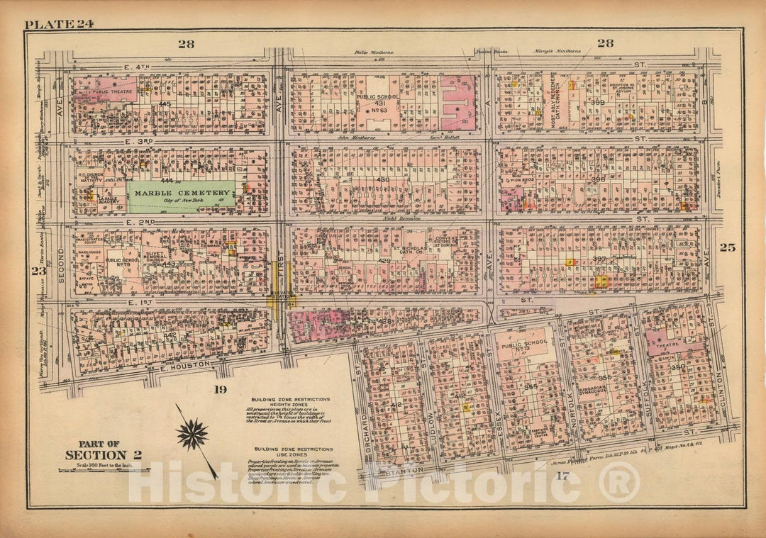 Historic Map : Land Book of the Borough of Manhattan, City of NY, Manhattan 1925 Plate 024 , Vintage Wall Art