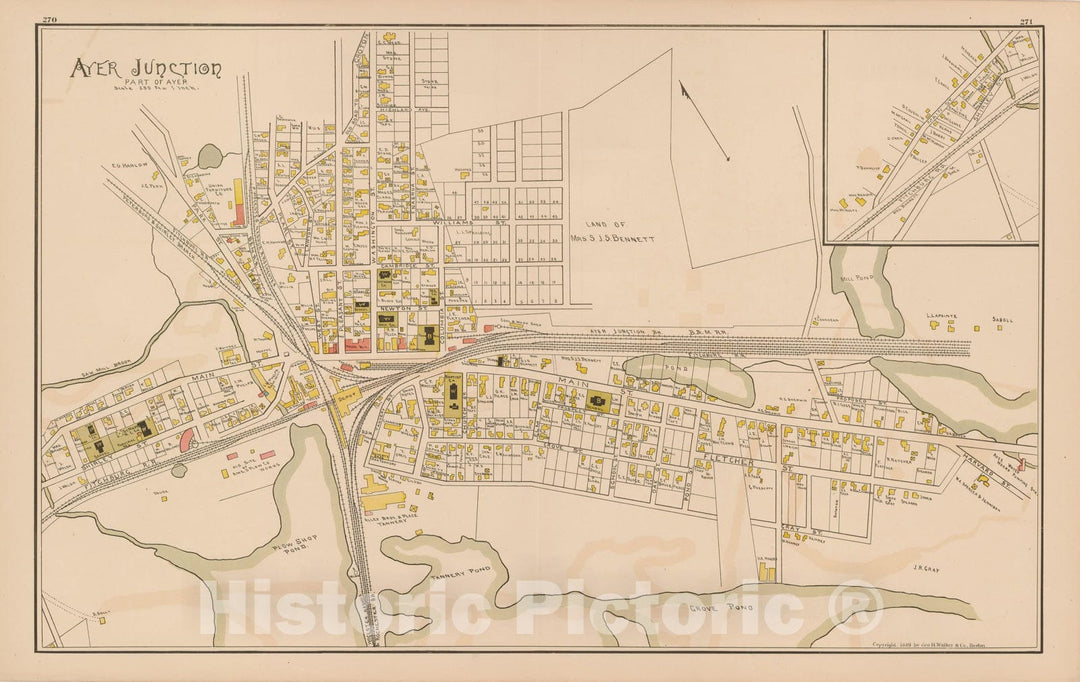Historic Map : Atlas of Middlesex County, Massachusetts, Ayer 1889 , Vintage Wall Art