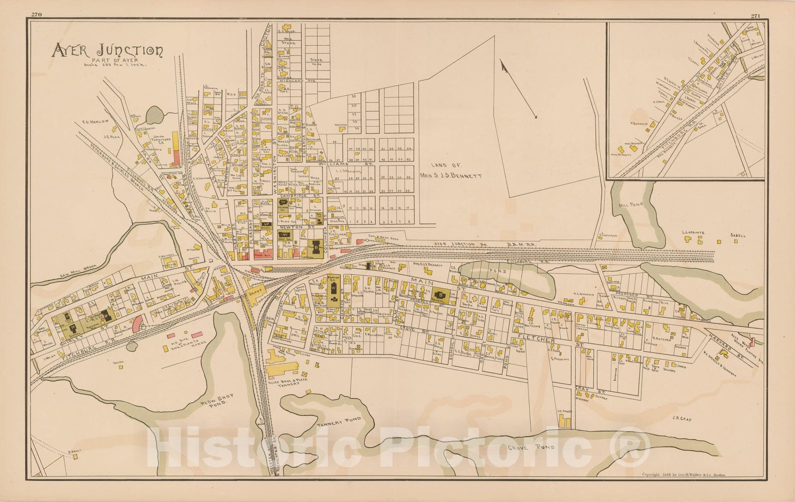 Historic Map : Atlas of Middlesex County, Massachusetts, Ayer 1889 , Vintage Wall Art