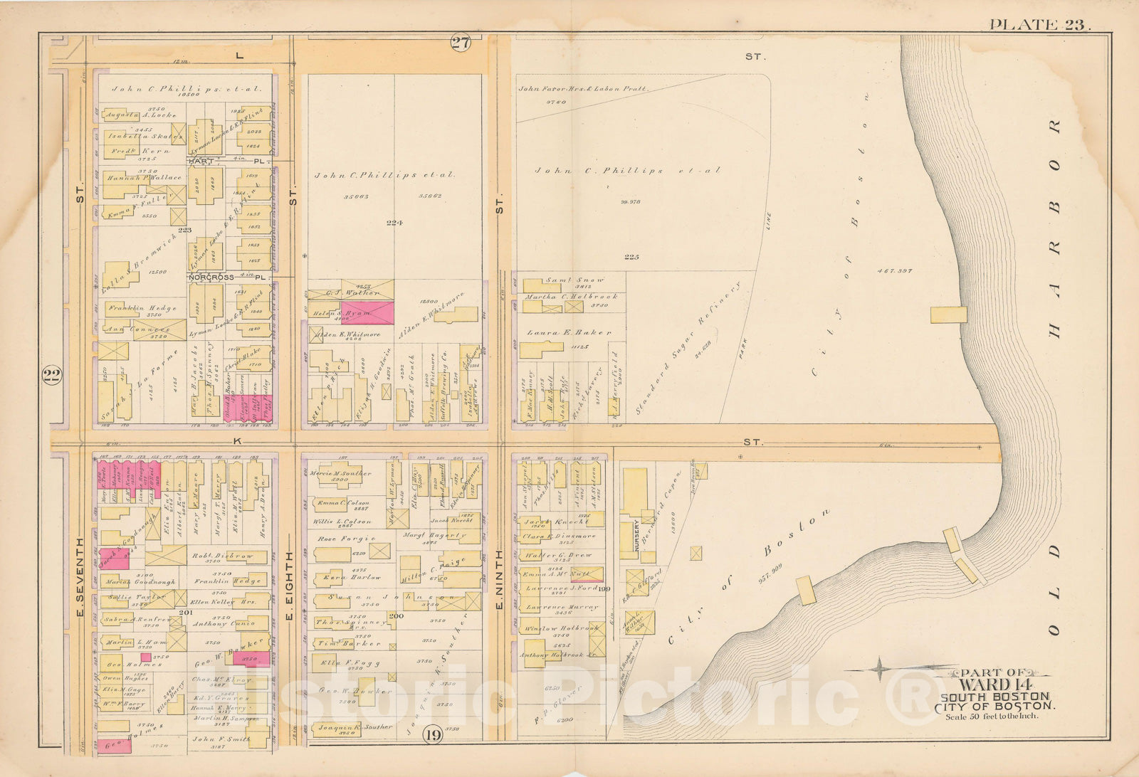 Historic Map : Atlas of South Boston, South Boston 1891 Plate 023 , Vintage Wall Art