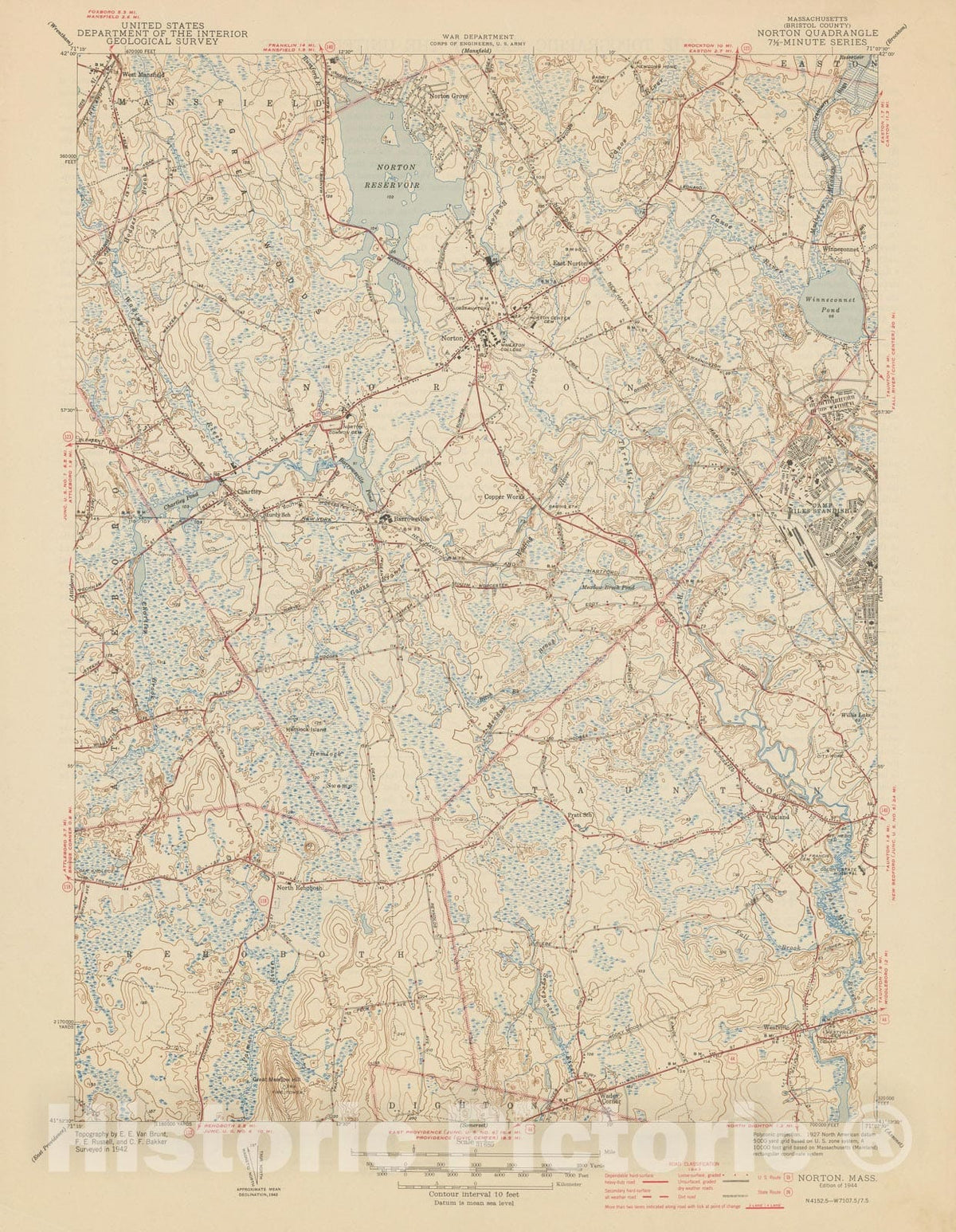 Historic Map : USGS 7.5 Minute Sheets and Quadrangles, Norton 1944 Topographic Map , Vintage Wall Art