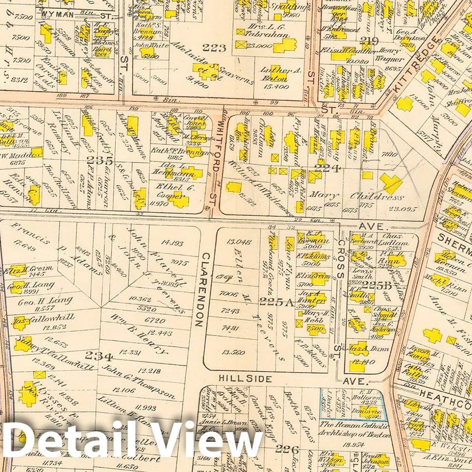 Historic Map : Atlas City of Boston, West Roxbury, Roslindale 1914 Plate 017 , Vintage Wall Art