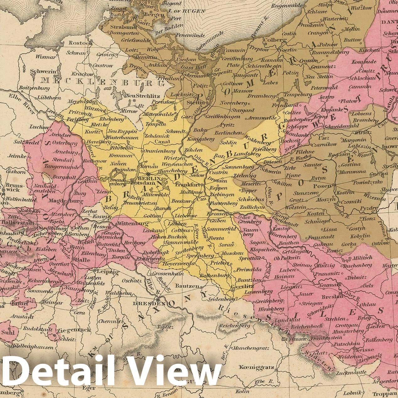 Historic Map : Prussia 1847 , A New Universal Atlas of the World , Vintage Wall Art