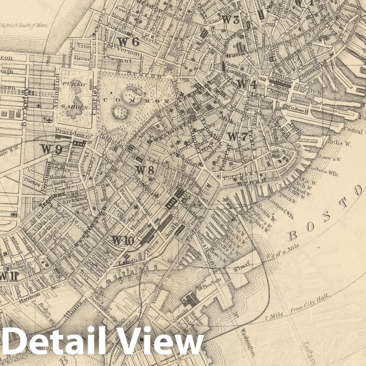 Historic Map : Boston 1866 , Vintage Wall Art