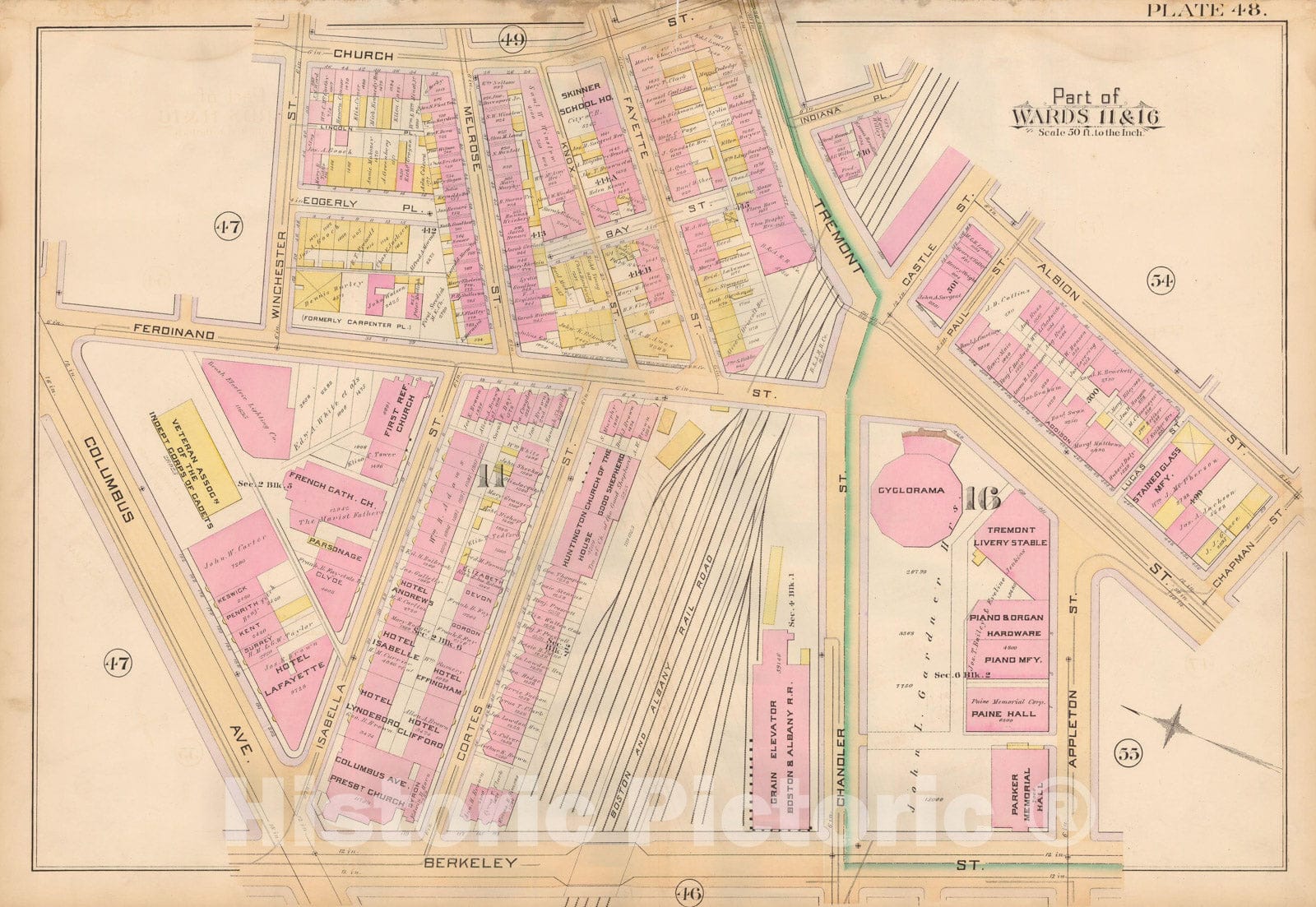 Historic Map : Atlas City of Boston, City Proper, Vol. 2, Boston 1888 Plate 048 , Vintage Wall Art