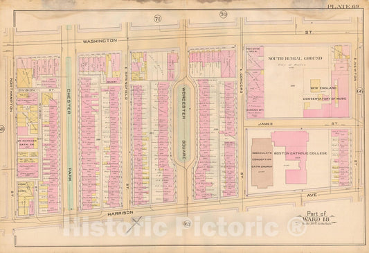 Historic Map : Atlas City of Boston, City Proper, Vol. 2, Boston 1888 Plate 069 , Vintage Wall Art