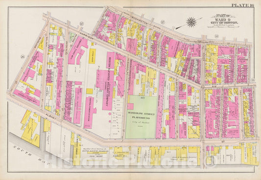 Historic Map : Atlas City of Boston: Boston Proper and Back Bay, Boston 1908 Plate 016 , Vintage Wall Art