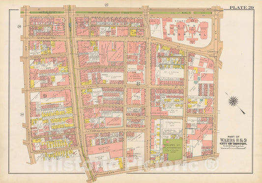 Historic Map : Atlas City of Boston, Boston 1938 Plate 029 , Vintage Wall Art