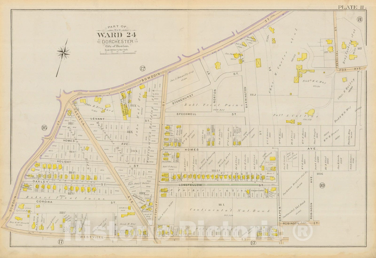 Historic Map : Atlas City of Boston, Vol. 5, Dorchester, Dorchester 1894 Plate 011 , Vintage Wall Art