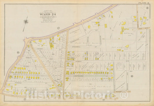 Historic Map : Atlas City of Boston, Vol. 5, Dorchester, Dorchester 1894 Plate 011 , Vintage Wall Art