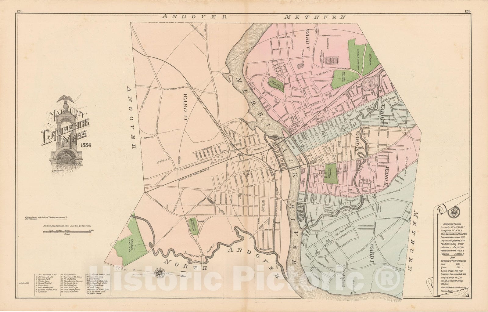Historic Map : Atlas of Essex County, Lawrence 1884 , Vintage Wall Art