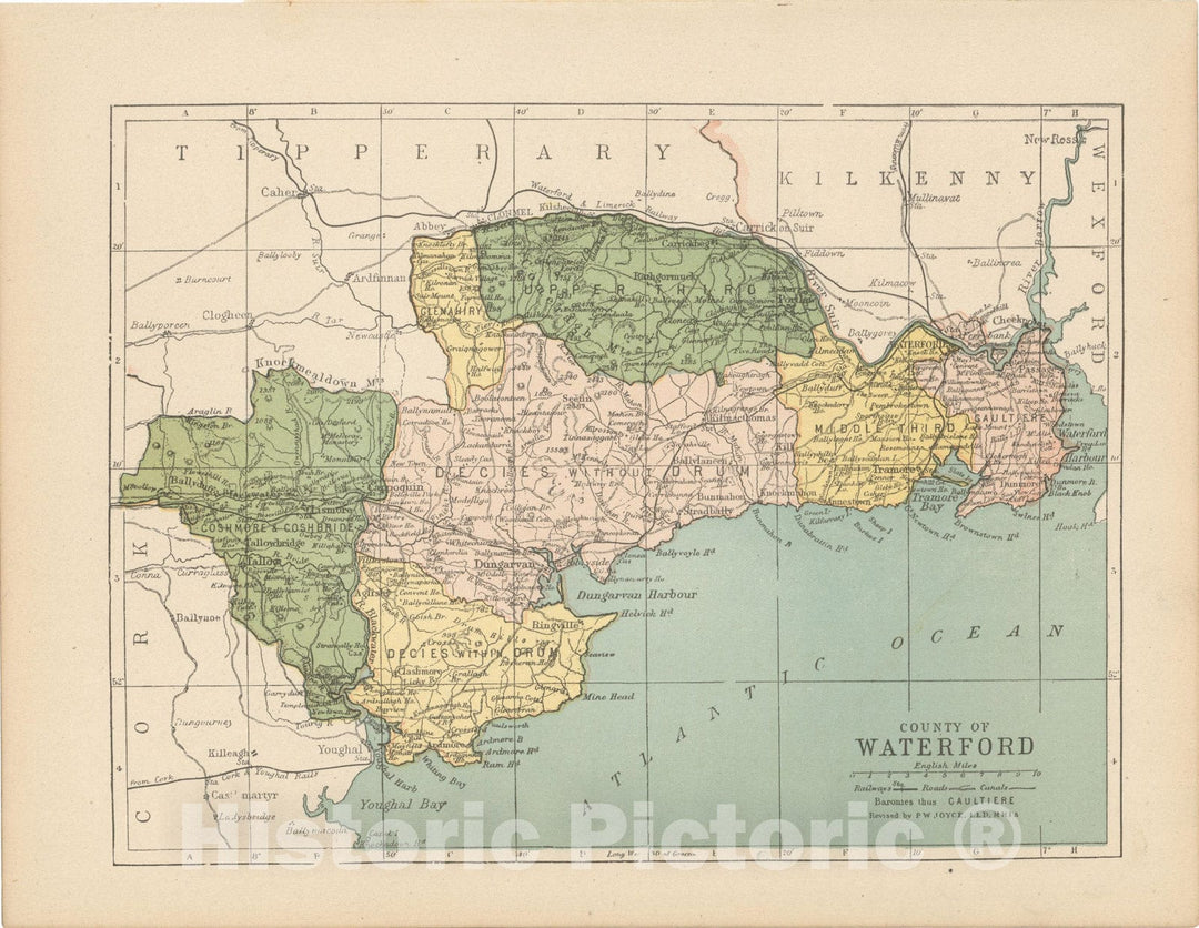 Historic Map : Irish County Maps, Waterford 1900 , Vintage Wall Art