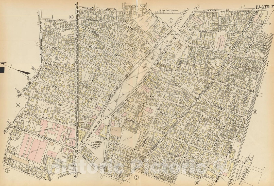 Historic Map : Atlas of Lynn, Nahant & Swampscott, Lynn 1924 Plate 007 , Vintage Wall Art