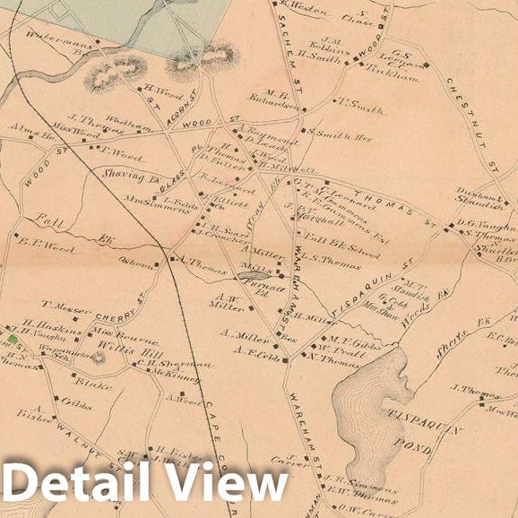 Historic Map : Atlas of Plymouth County Massachusetts, Middleborough 1879 , Vintage Wall Art