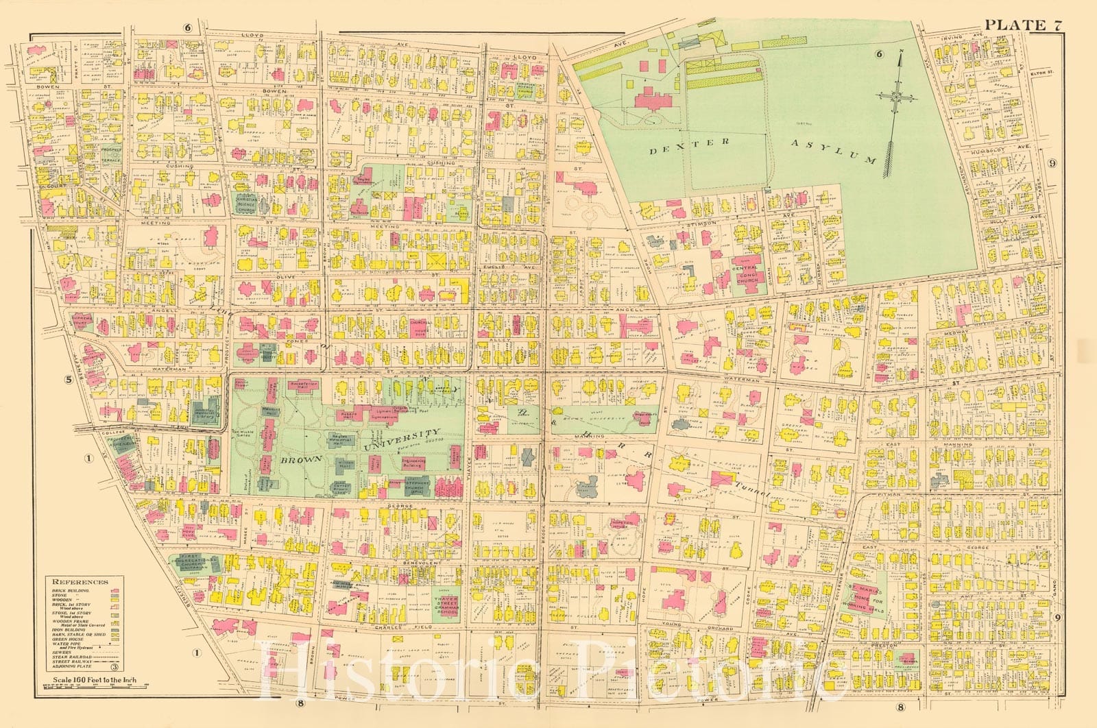 Historic Map : Atlas City of Providence Rhode Island, Providence 1908 Plate 007 , Vintage Wall Art