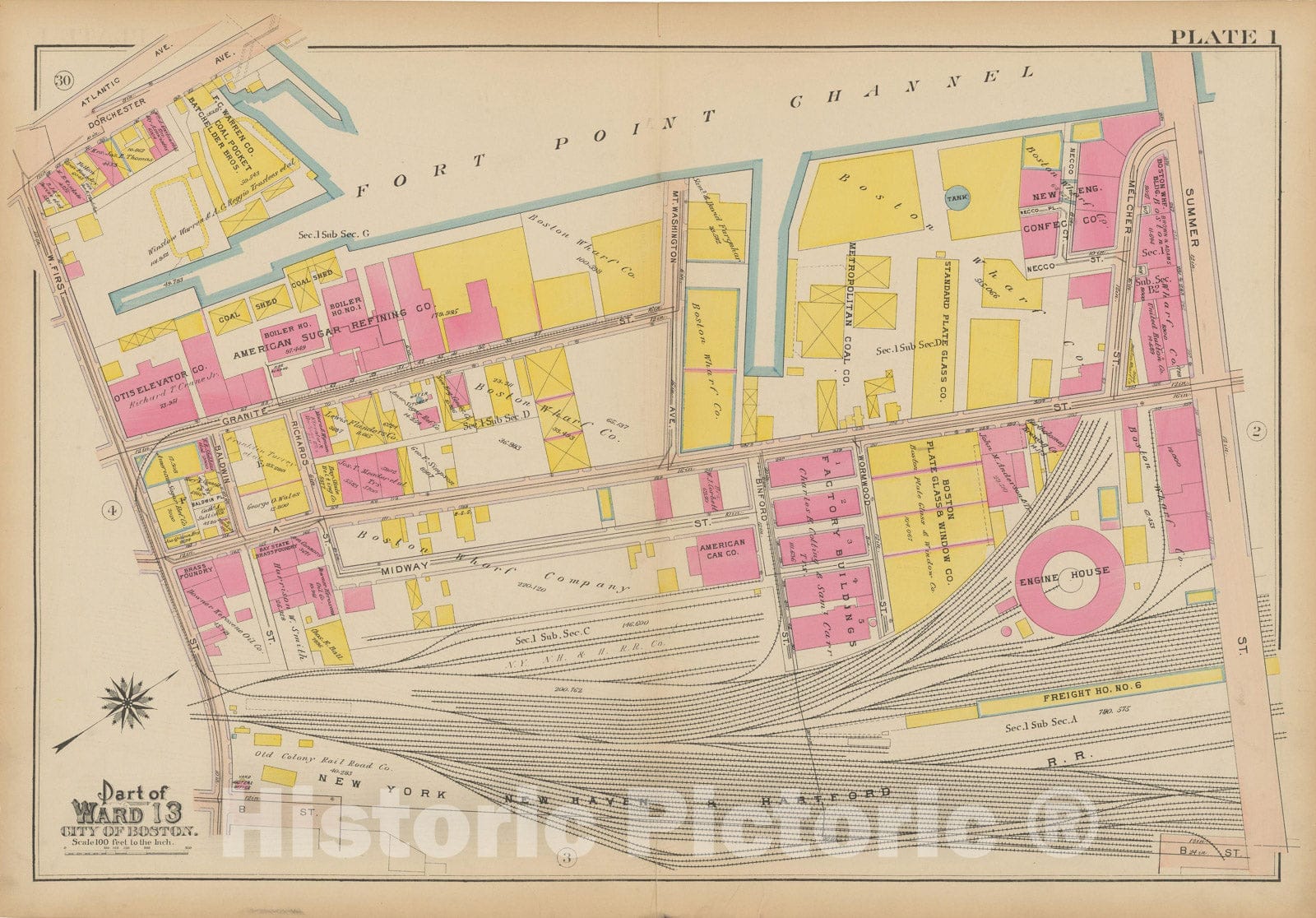 Historic Map : Atlas of South Boston, South Boston 1910 Plate 001 , Vintage Wall Art