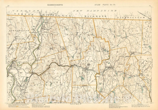 Historic Map : Athol & Erving & Gill & Northfield & Orange & Phillipston & Warwick 1908 Plate 019 , Topographical Atlas of Massachusetts , Vintage Wall Art
