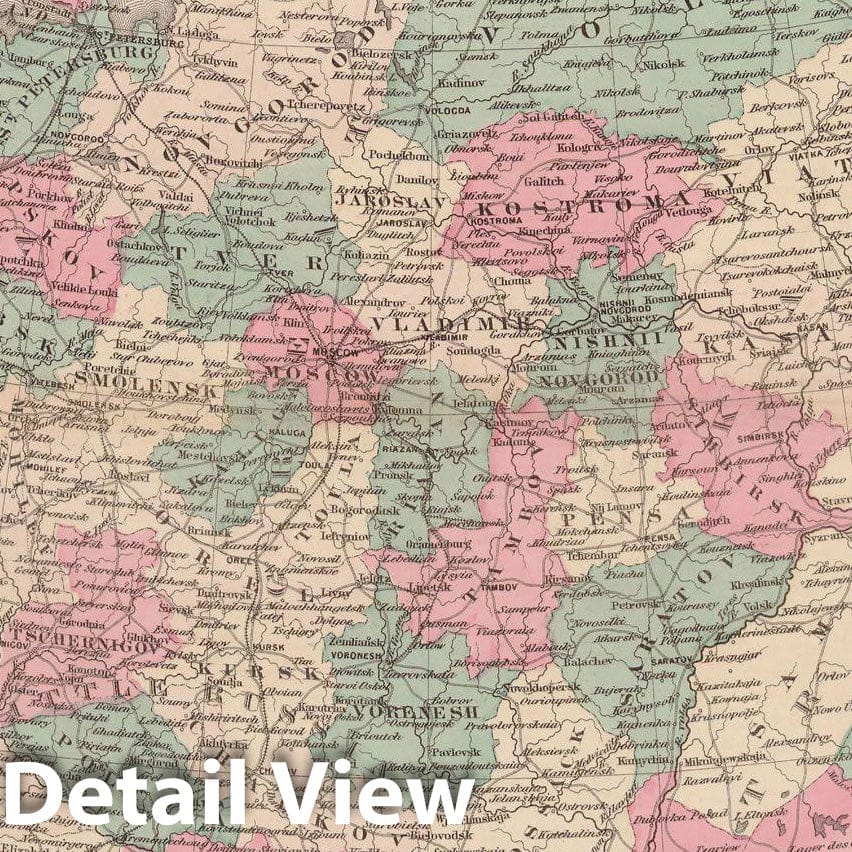 Historic Map : Family Atlas World, Russia 1873 , Vintage Wall Art
