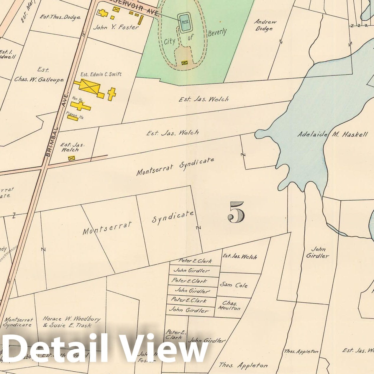 Historic Map : Beverly 1907 Plate 028 , Atlas City of Beverly , Vintage Wall Art