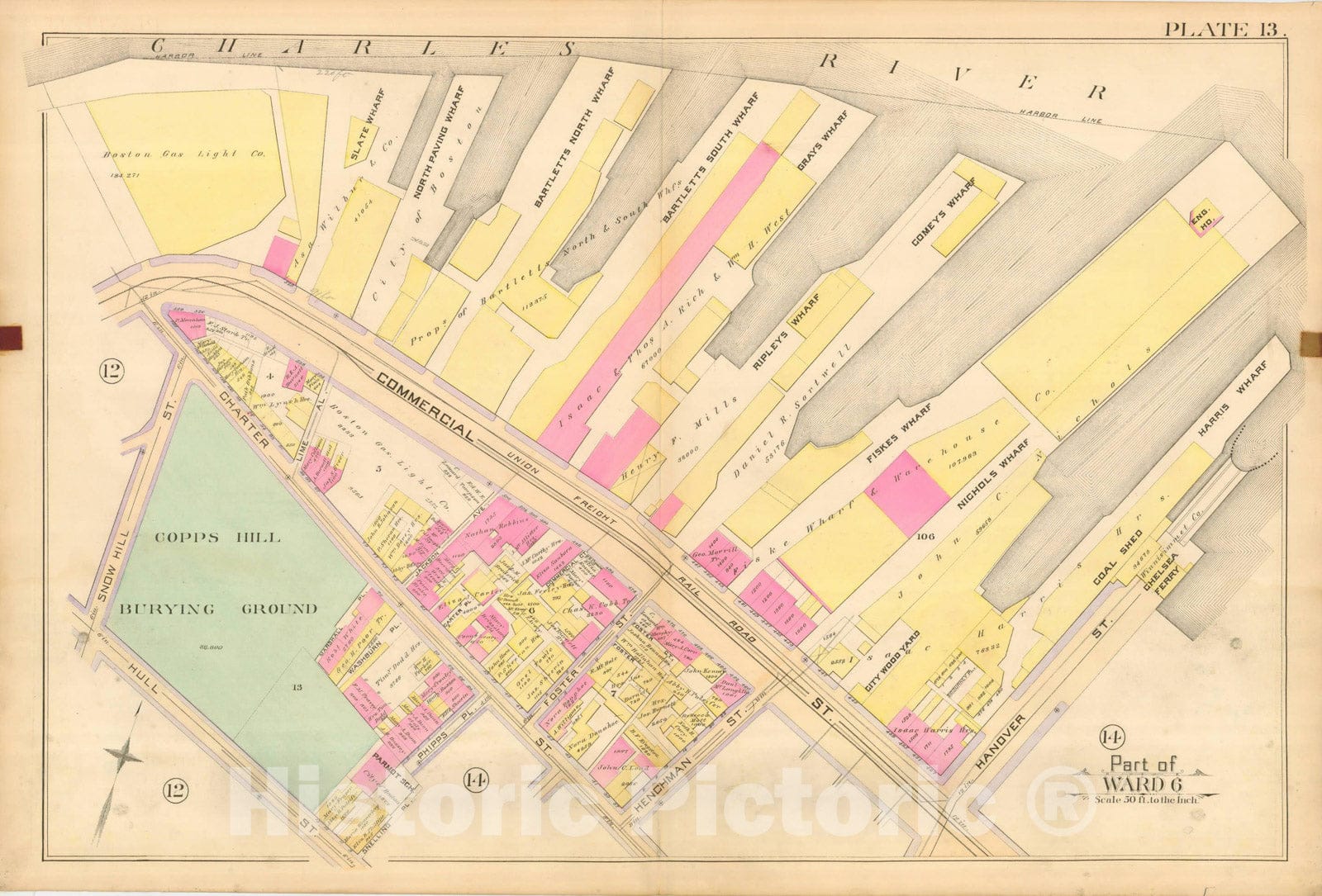 Historic Map : Atlas City of Boston, City Proper, Vol. I, Boston 1888 Plate 013 , Vintage Wall Art