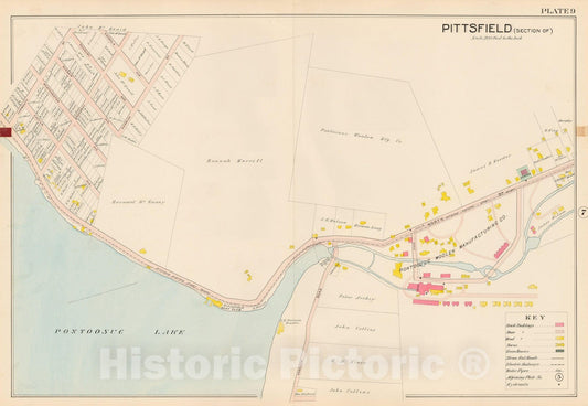 Historic Map : Atlas of Berkshire County Massachusetts, Pittsfield 1904 Plate 009 , Vintage Wall Art