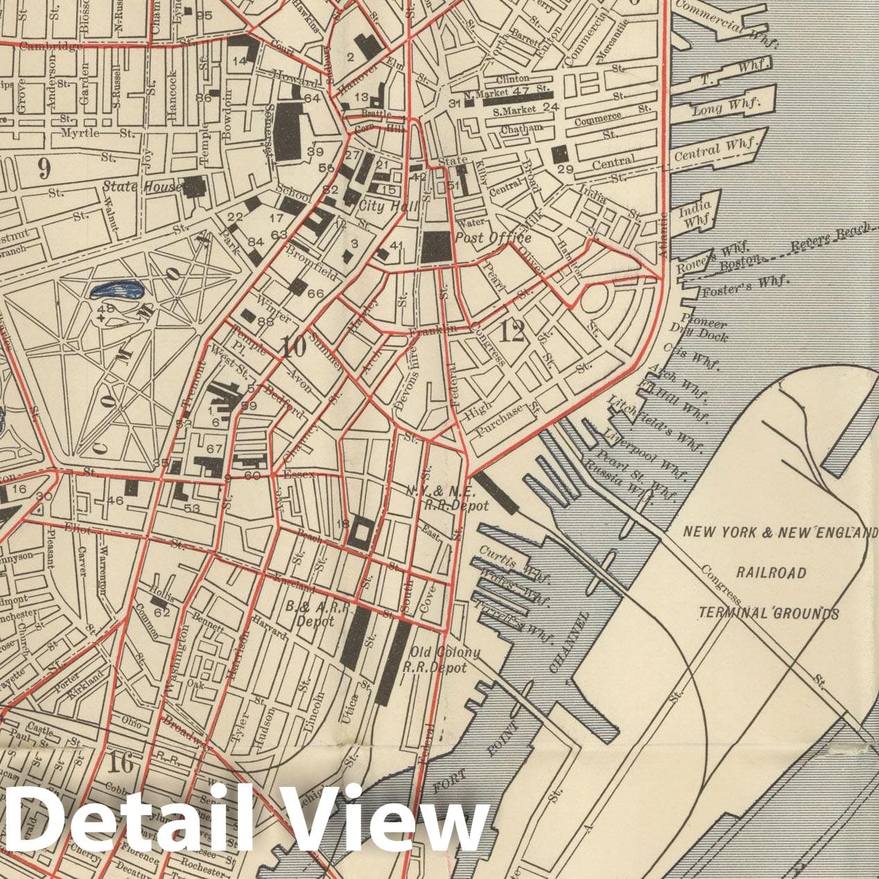 Historic Map : Boston 1891 , v2, Vintage Wall Art