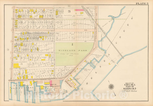Historic Map : Atlas of Chelsea, Revere and Winthrop, Chelsea 1914 Plate 005 , Vintage Wall Art