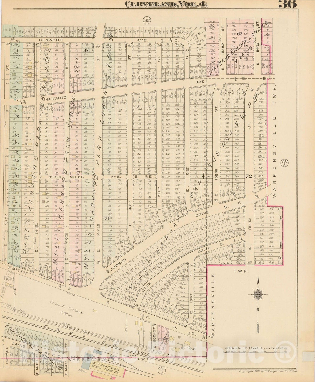 Historic Map : Atlas City of Cleveland, Vol. Four, Cleveland 1922 36R , Vintage Wall Art