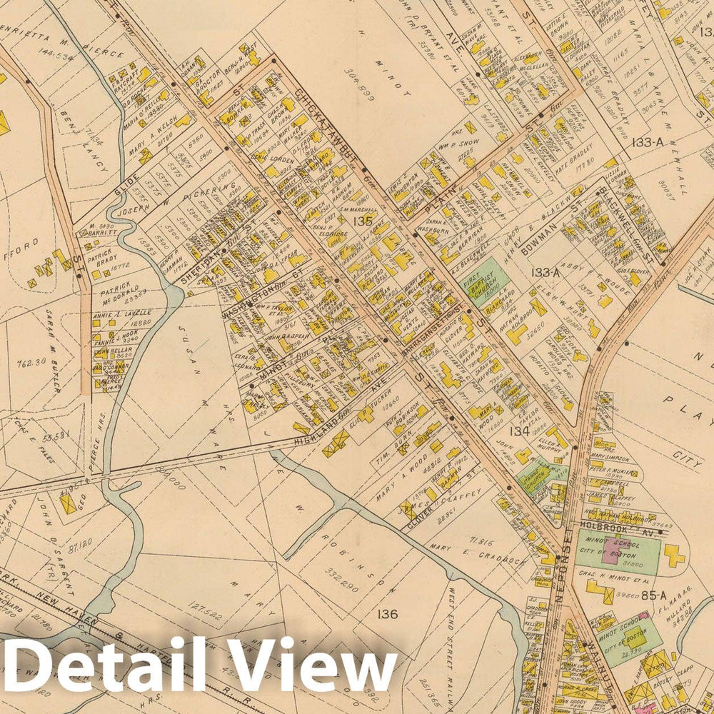 Historic Map : Atlas of Dorchester, West Roxbury and Brighton, Dorchester 1899 Plate 008 , Vintage Wall Art