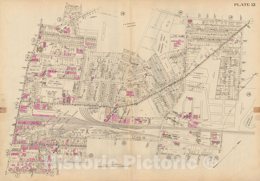 Historic Map : Atlas City of Springfield and the Town of Longmeadow 1920 Plate 013 , Vintage Wall Art