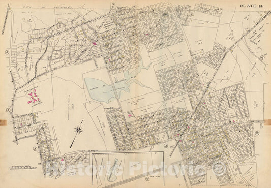 Historic Map : Atlas City of Springfield and the Town of Longmeadow 1920 Plate 014 , Vintage Wall Art