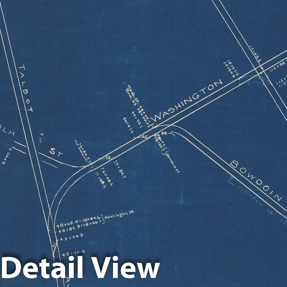 Historic Map : Boston Elevated Railway Track Plans, Dorchester & Roxbury 1936 Plate 005 , Vintage Wall Art