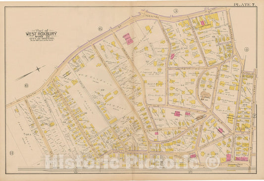 Historic Map : Atlas City of Boston, West Roxbury, Jamaica Plain 1890 Plate 007 , Vintage Wall Art