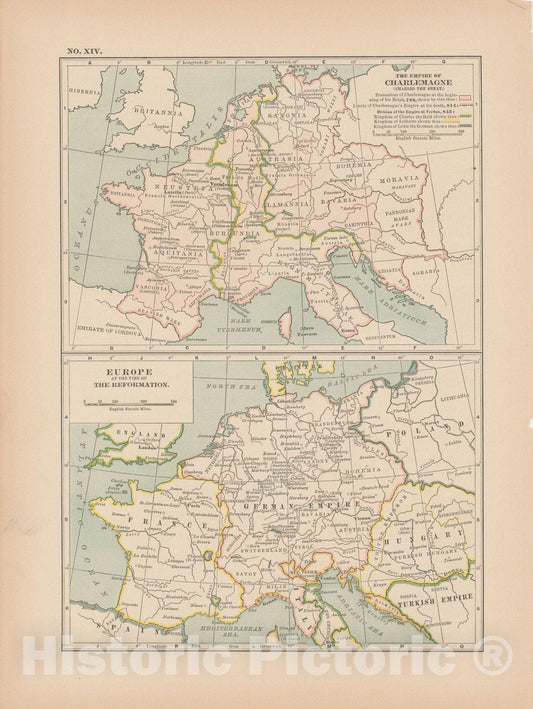 Historic Map : Europe 1897 , The Century Atlas World , v3, Vintage Wall Art
