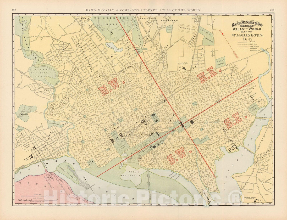 Historic Map : Washington 1891 , Rand McNally's Atlas World , Vintage Wall Art