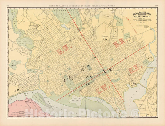 Historic Map : Washington 1891 , Rand McNally's Atlas World , Vintage Wall Art