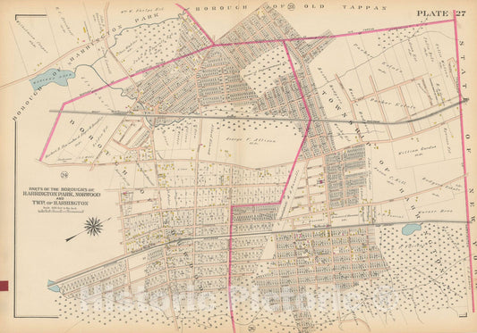 Historic Map : Atlas of Bergen County, New Jersey, Volume One, Harrington & Harrington Park & Norwood 1912 Plate 027 , Vintage Wall Art