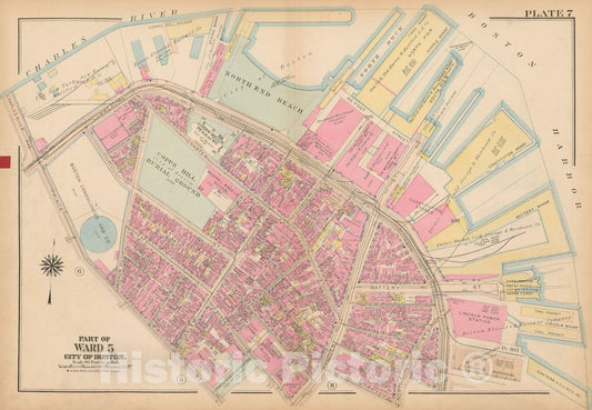Historic Map : Atlas City of Boston, Boston Proper and Back Bay, Boston 1922 Plate 007 , Vintage Wall Art
