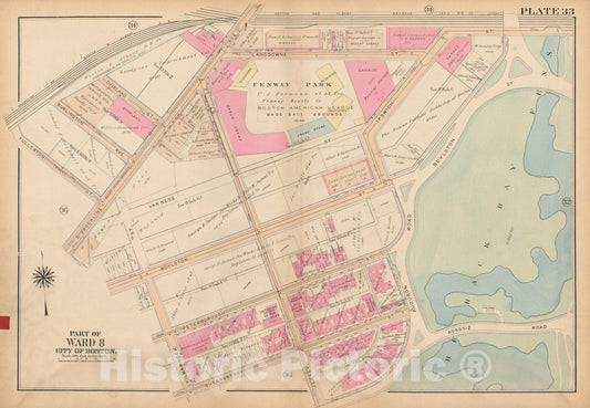 Historic Map : Atlas City of Boston, Boston Proper and Back Bay, Boston 1922 Plate 033 , Vintage Wall Art