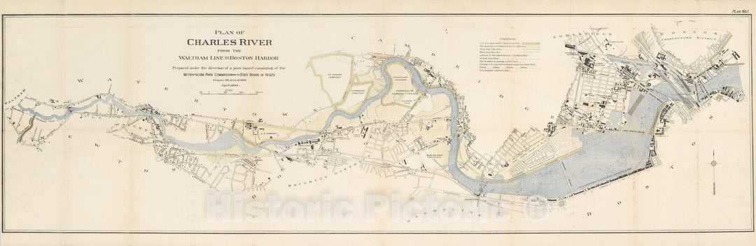 Historic Map : Charles River 1894 , Vintage Wall Art