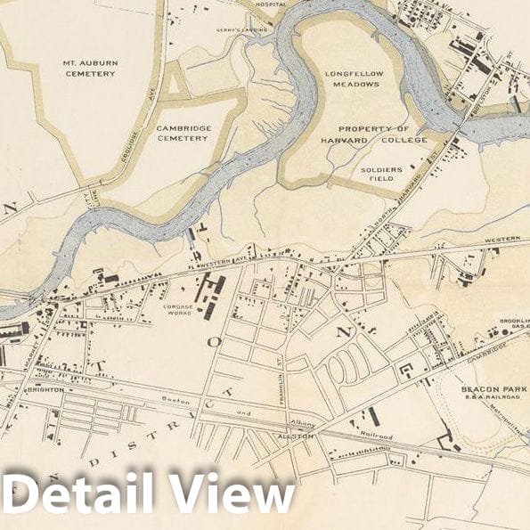Historic Map : Charles River 1894 , Vintage Wall Art