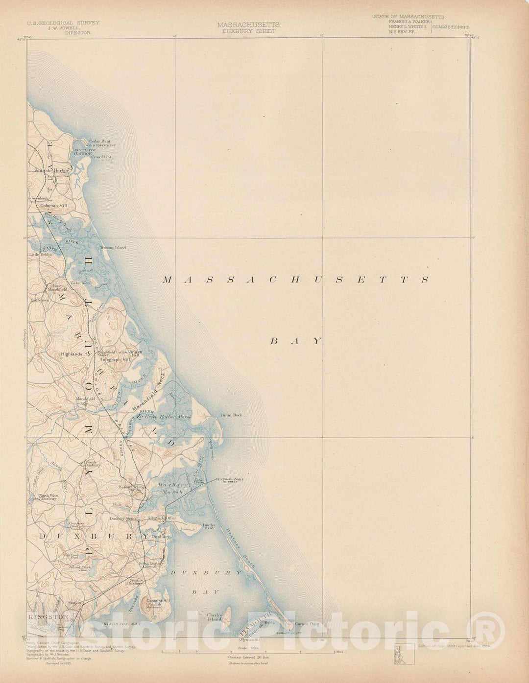 Historic Map : Duxbury & Kingston & Marshfield & Scituate 1904 Topographic Map , Vintage Wall Art
