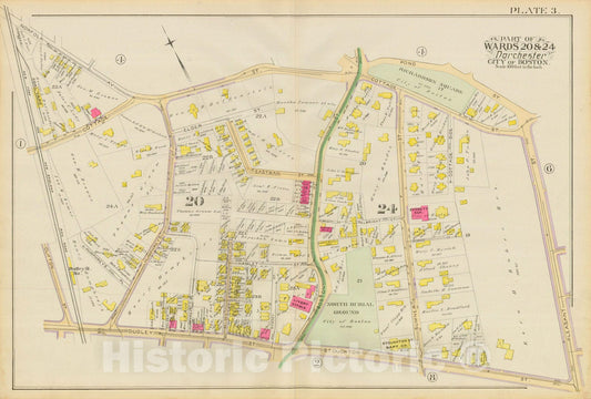 Historic Map : Atlas City of Boston, Vol. 5, Dorchester, Dorchester 1889 Plate 003 , Vintage Wall Art