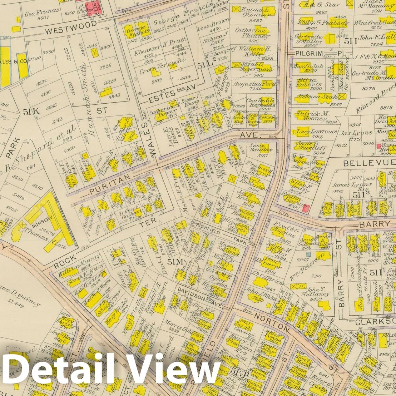 Historic Map : Atlas City of Boston, Dorchester, Dorchester 1918 Plate 012 , Vintage Wall Art