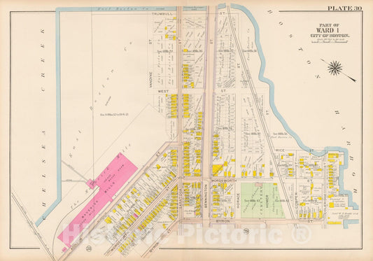 Historic Map : Atlas City of Boston: Charlestown and East Boston, East Boston 1912 Plate 030 , Vintage Wall Art
