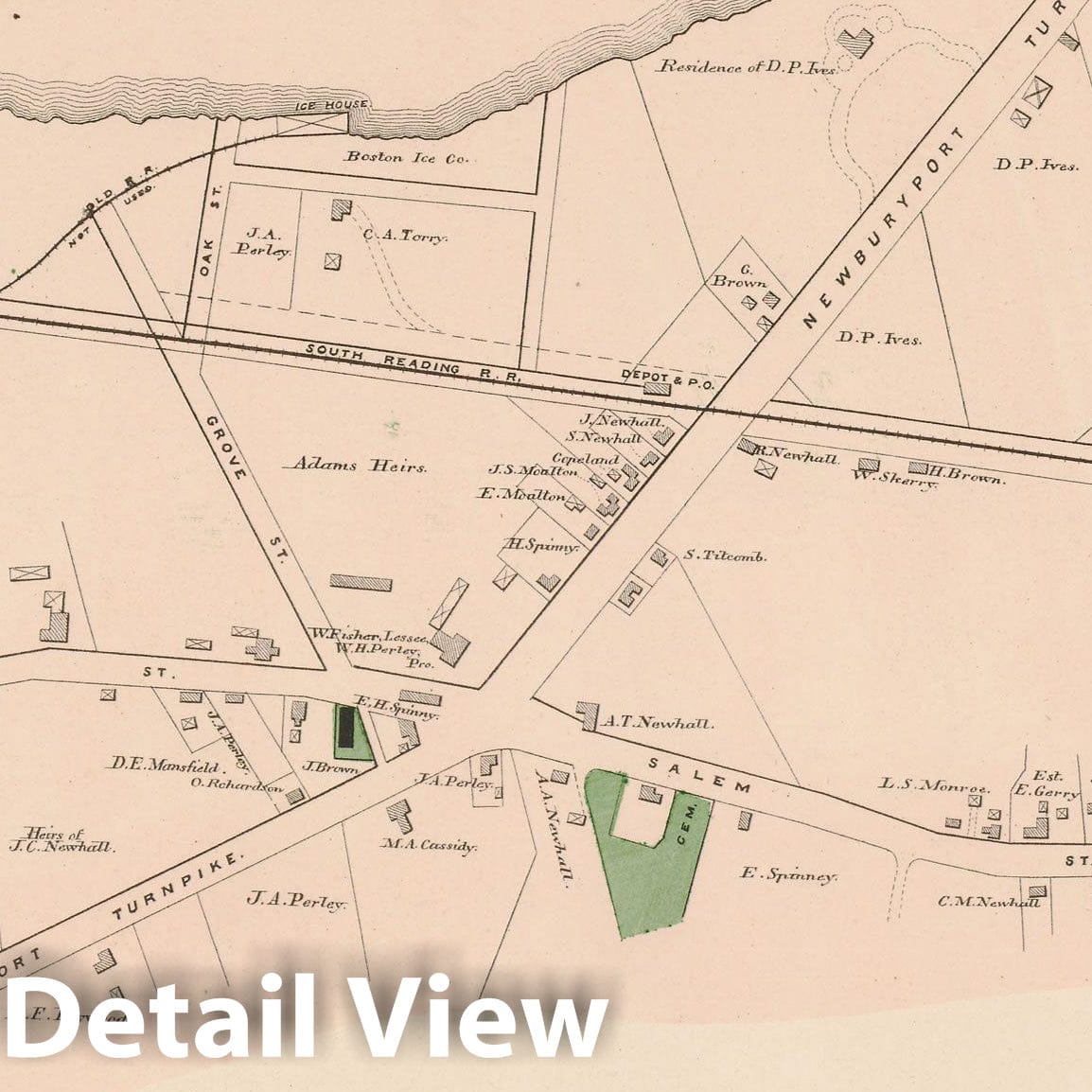 Historic Map : Atlas of Essex County, Lynnfield 1884 , Vintage Wall Art