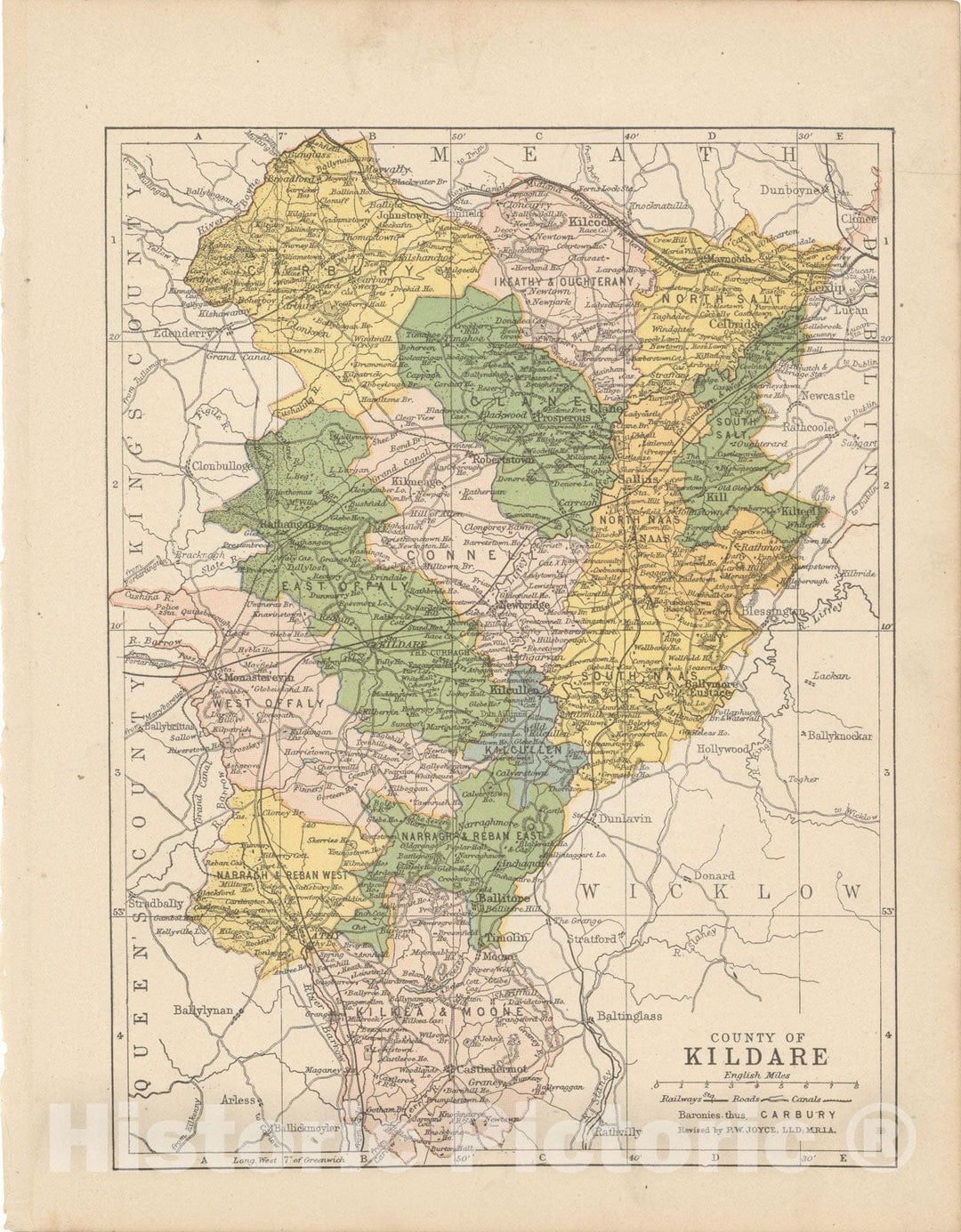Historic Map : Irish County Maps, Kildare 1900 , Vintage Wall Art