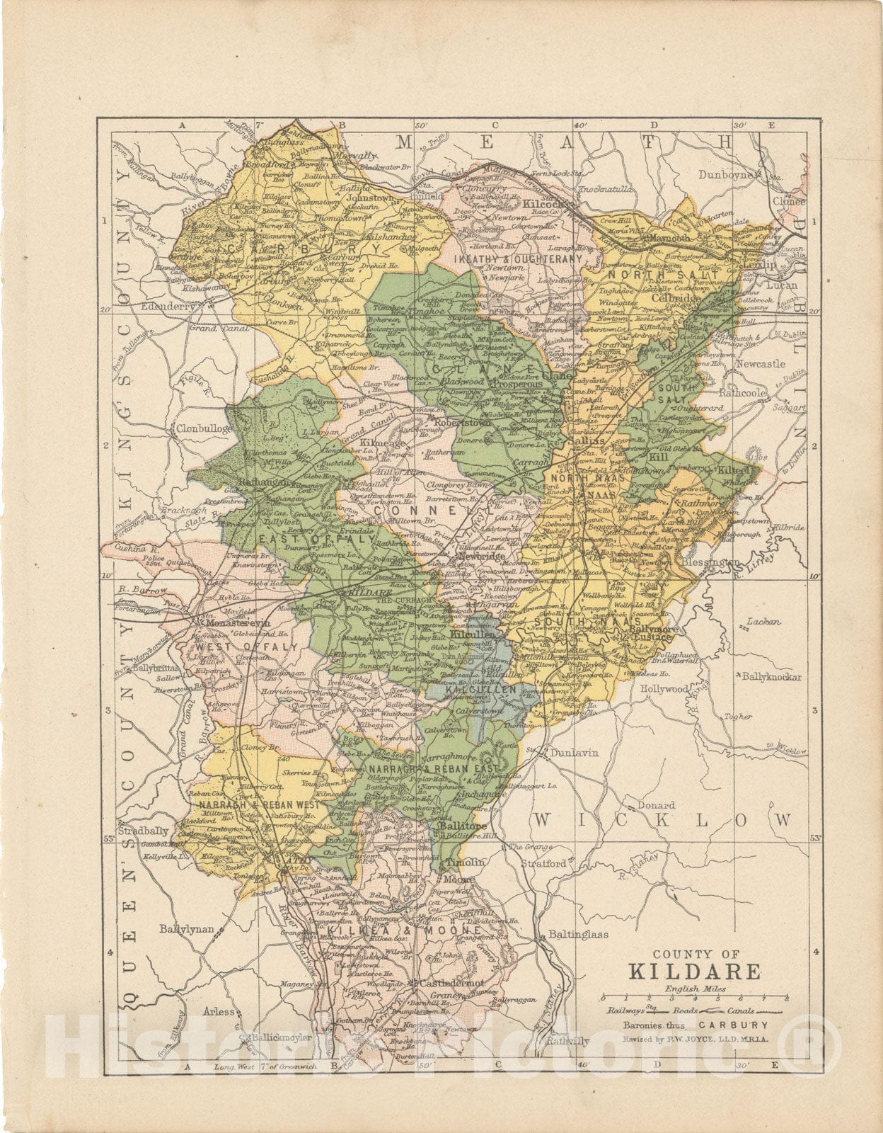 Historic Map : Irish County Maps, Kildare 1900 , Vintage Wall Art