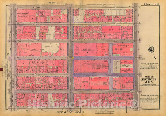 Historic Map : Atlas City of New York, Borough of Manhattan, Volume Two, 14th Street to 59th Street, Manhattan 1928 Plate 036 , Vintage Wall Art